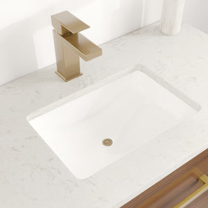 Curio 36 in. Walnut Single Sink Bath Vanity with Carrara Quartz Top and Undermount Porcelain Sink