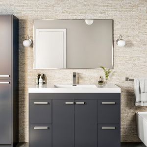 Eviva Sax 48" x 30" Rectangular Chrome Metal Framed Mirror