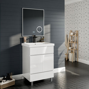 Eviva Illuminate 24" x 30" Rectangular Chrome Aluminum Framed Mirror