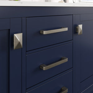 London 54 in. Blue Double Sink  Bath Vanity with Carrara Quartz Top and Undermount Porcelain Sinks
