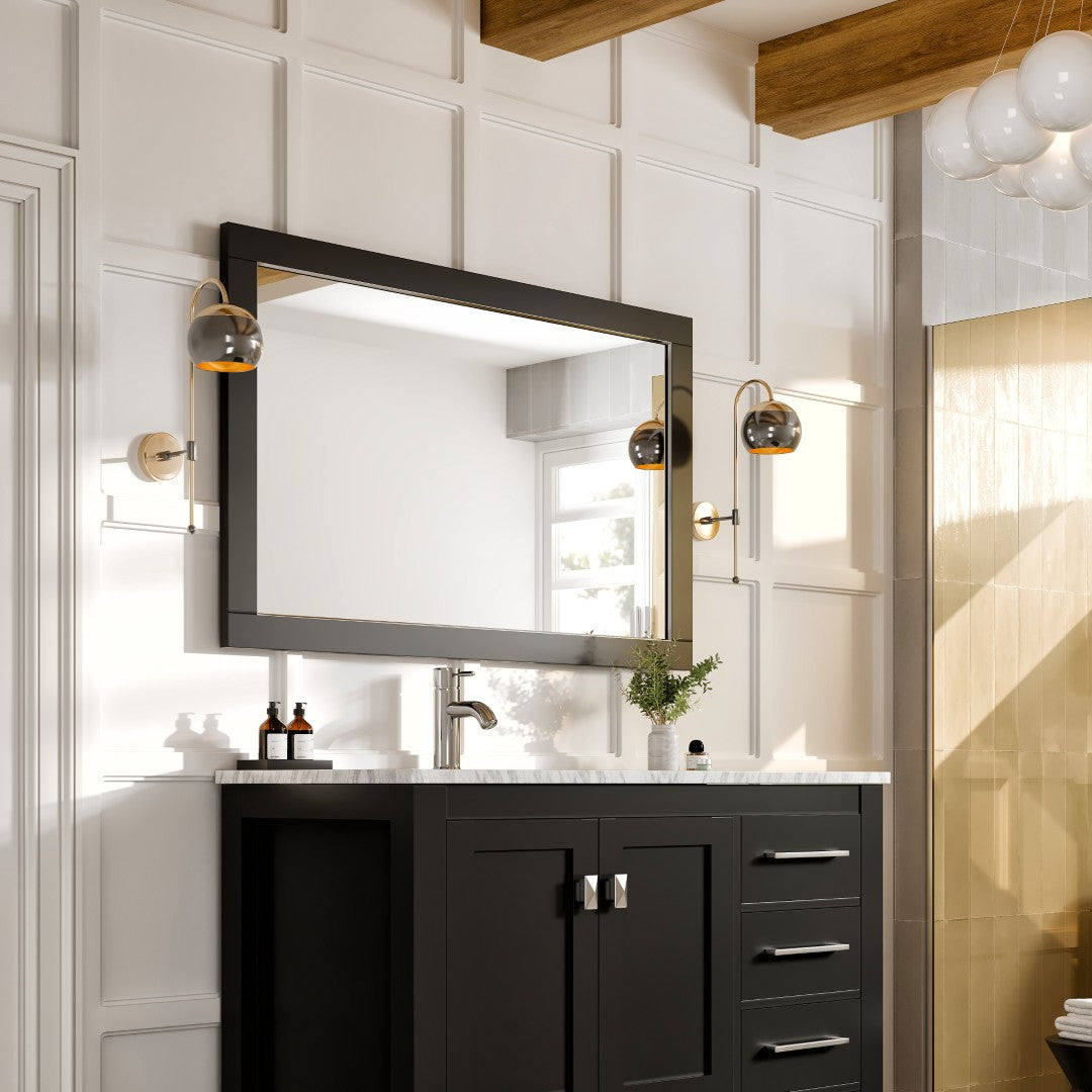 Eviva Aberdeen 48" x 30" Rectangular Espresso Wooden Framed Mirror