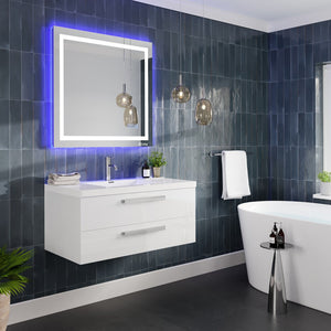 Surf 36 in. White Wall Mount Single Sink Bath Vanity with Acrylic Top and Integrated Sink