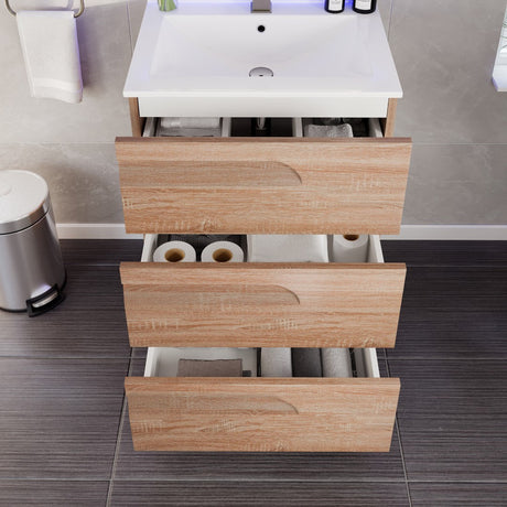 Joy 24 in. Maple Single Sink Bath Vanity with Porcelain Top and Integrated Sink