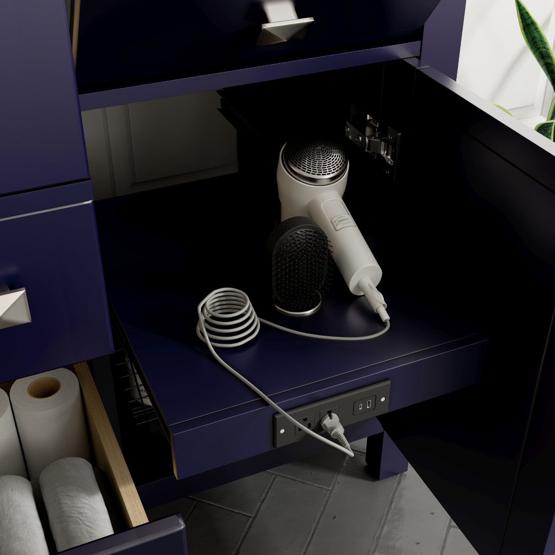 Artemis 44 in. Blue Double Sink  Bath Vanity with Engineered Top and Undermount Porcelain Sinks