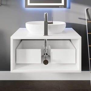 Santa Monica 30 in. Gray Wall Mount Single Sink Bath Vanity with Acrylic Top and Vessel Solid Surface Sink