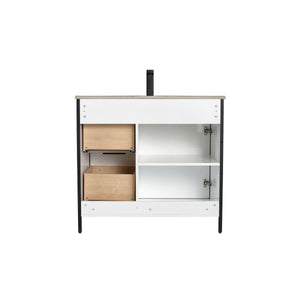 Blossom Zurich 36" Vanity – Glossy White & Metal Grey with Soft-Close Drawers & Ample Storage