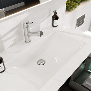 Aurora 60 in. Concrete Gray Wall Mount Double Sink  Bath Vanity with Carrara Quartz Top and Undermount Porcelain Sinks
