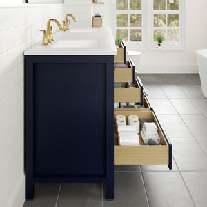 Aberdeen 72 in. Blue Double Sink  Bath Vanity with Carrara Quartz Top and Undermount Porcelain Sinks