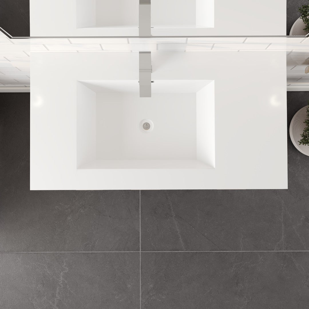 Lugano 36 in. Natural Oak Wall Mount Single Sink Bath Vanity with Acrylic Top and Integrated Sink