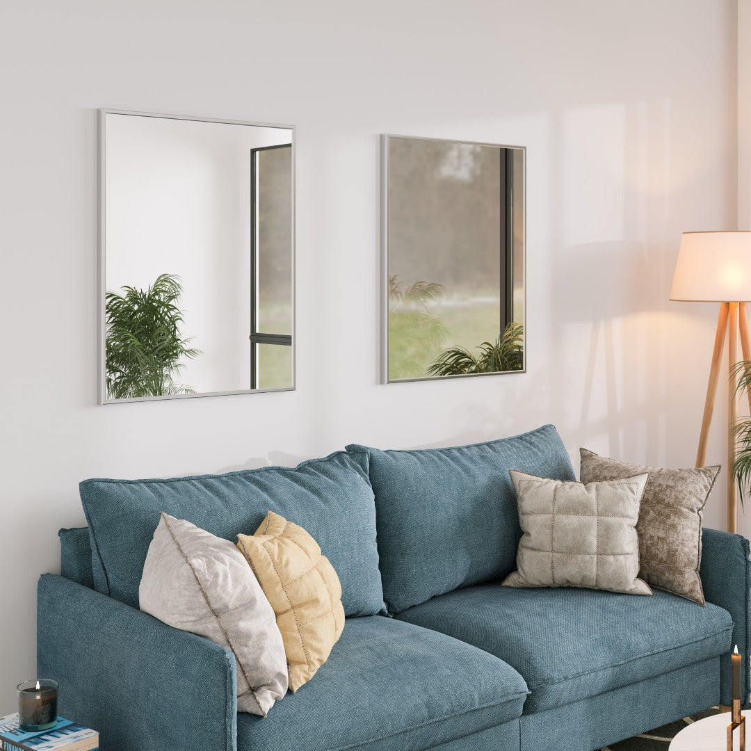 Eviva Sax 24" x 30" Rectangular Brushed Nickel Metal Framed Mirror