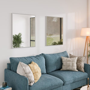Eviva Sax 24" x 30" Rectangular Brushed Nickel Metal Framed Mirror