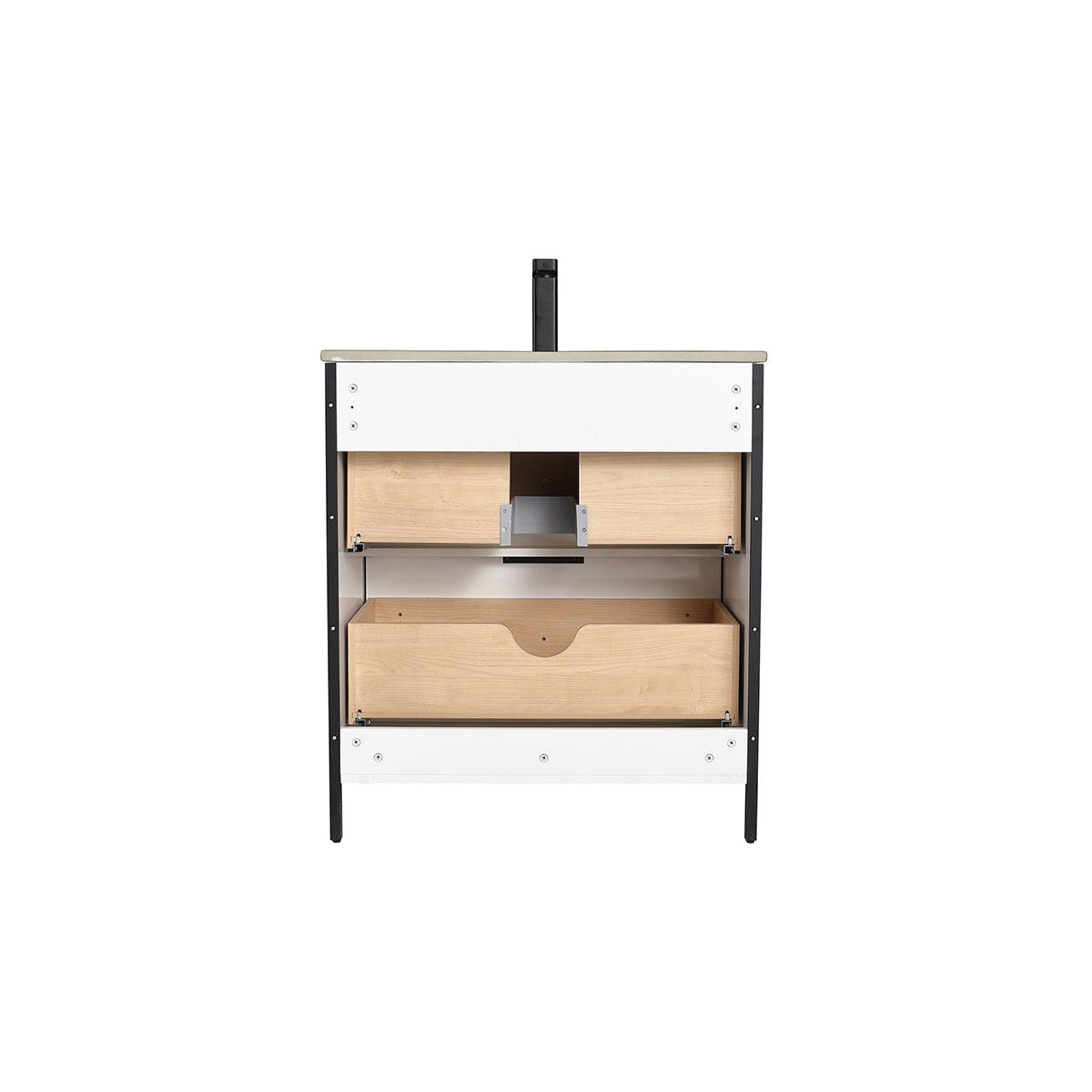 Zurich 30" Vanity – Glossy White & Metal Grey with Soft-Close Drawers & Ample Storage