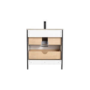 Zurich 30" Vanity – Glossy White & Metal Grey with Soft-Close Drawers & Ample Storage