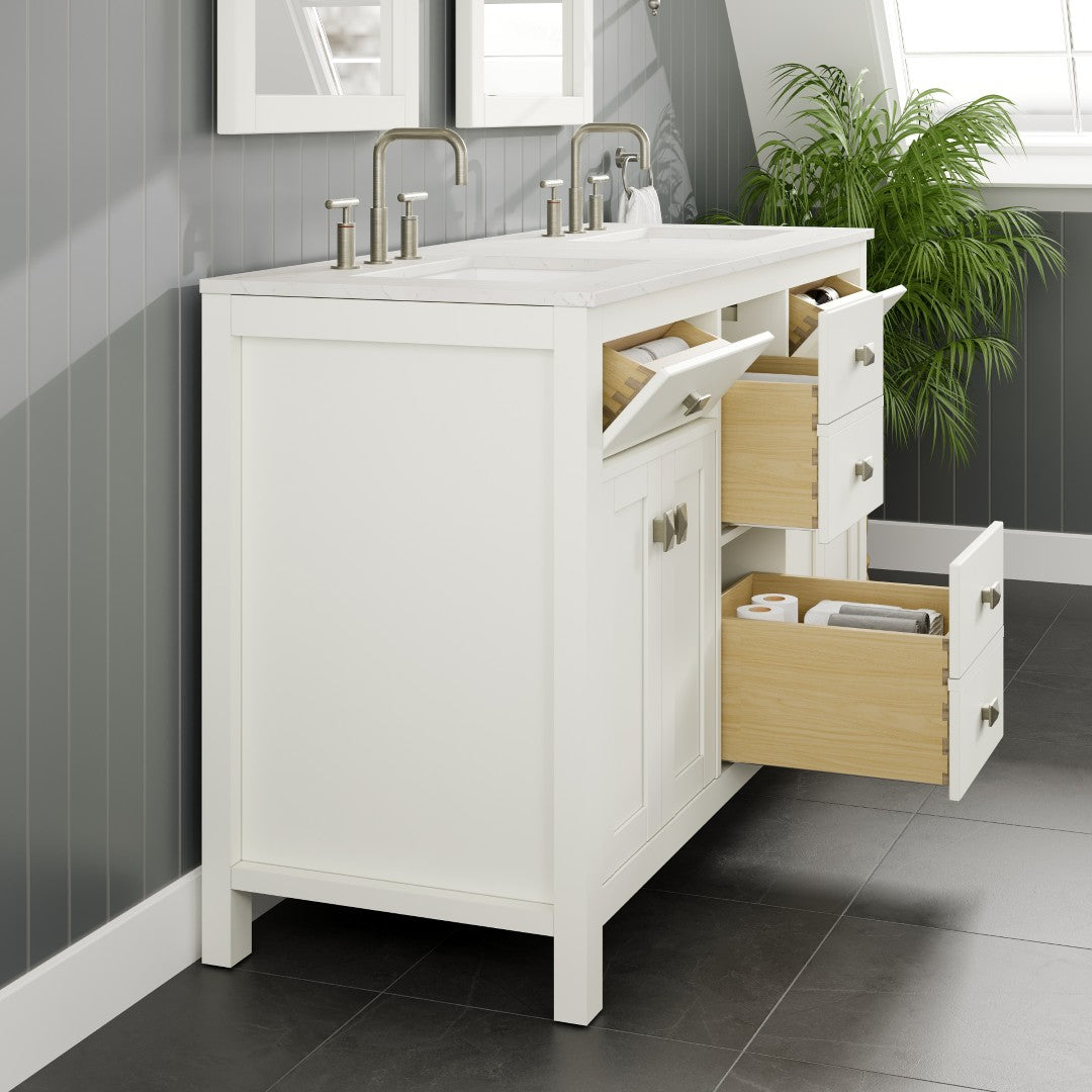 Artemis 60 in. White Double Sink  Bath Vanity with Engineered Top and Undermount Porcelain Sinks