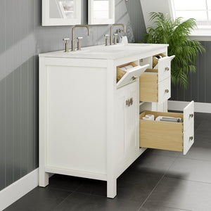 Artemis 60 in. White Double Sink  Bath Vanity with Engineered Top and Undermount Porcelain Sinks
