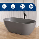 New England Home Goods Manaslu 59" Freestanding Tub in Gray - Stone Resin Solid Surface