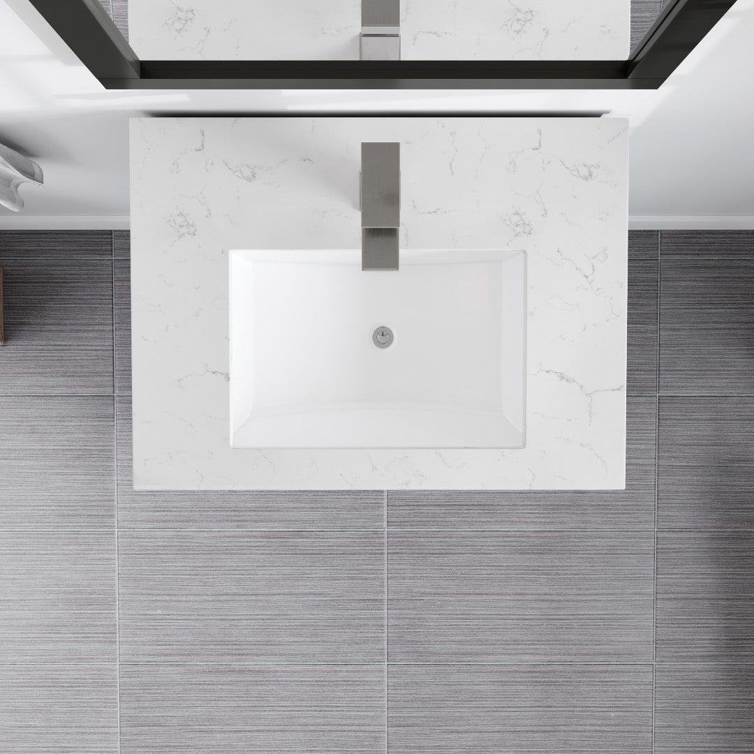 Acclaim 24 in. Espresso Single Sink Bath Vanity with Carrara Quartz Top and Undermount Porcelain Sink