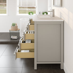 London 42 in. Gray Single Sink Bath Vanity with Carrara Quartz Top and Undermount Porcelain Sink