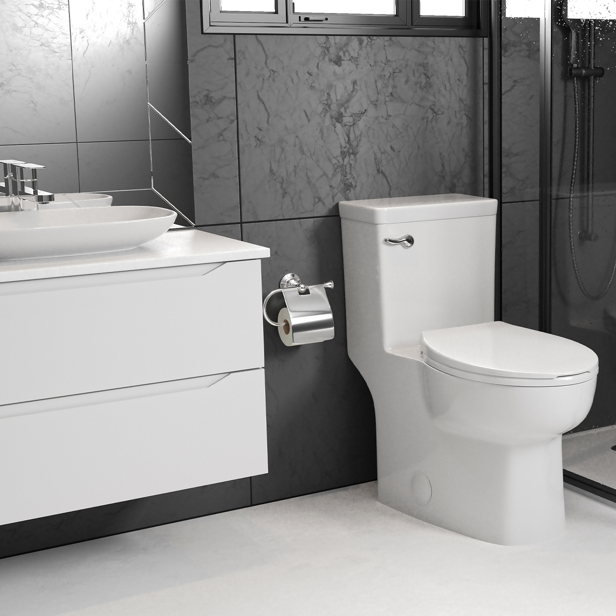 DAX Ceramic Toilet with Soft Closing Seat, White BSN-CL12335S