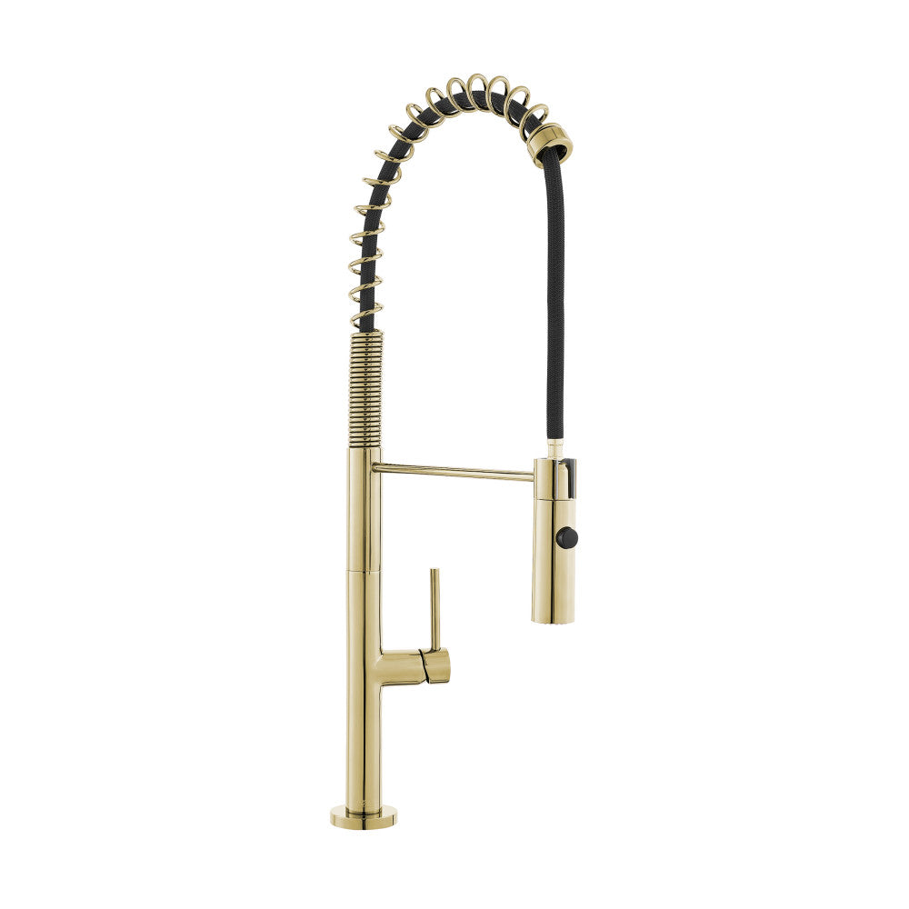 Chalet Single Handle, Pull-Down Kitchen Faucet in Brushed Gold