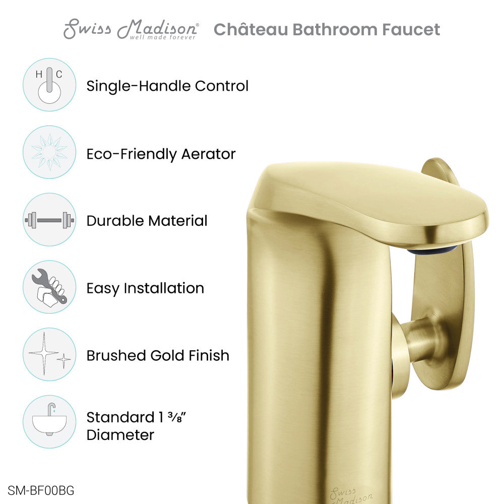 Chateau Single Hole, Single-Handle, Bathroom Faucet in Brushed Gold