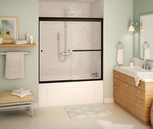 MAAX 135673-900-172-000 Aura 55-59 x 57 in. 8 mm Bypass Tub Door for Alcove Installation with Clear glass in Dark Bronze