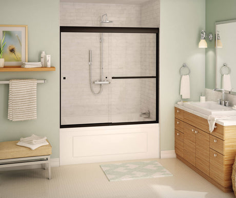 MAAX 135673-900-172-000 Aura 55-59 x 57 in. 8 mm Bypass Tub Door for Alcove Installation with Clear glass in Dark Bronze