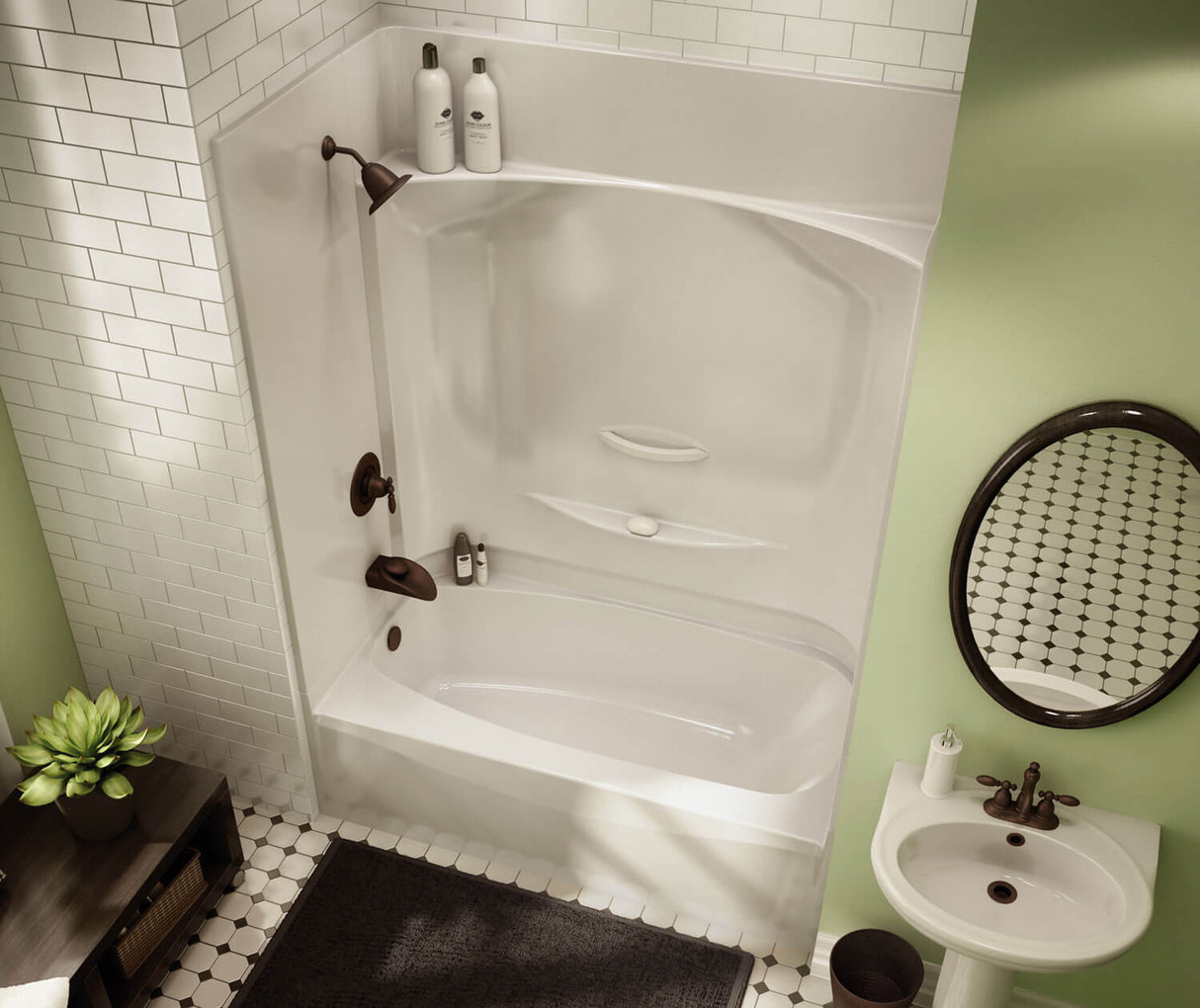 MAAX 145013-000-002-595 KDTS 3260 AFR AcrylX Alcove Right-Hand Drain Four-Piece Tub Shower in White