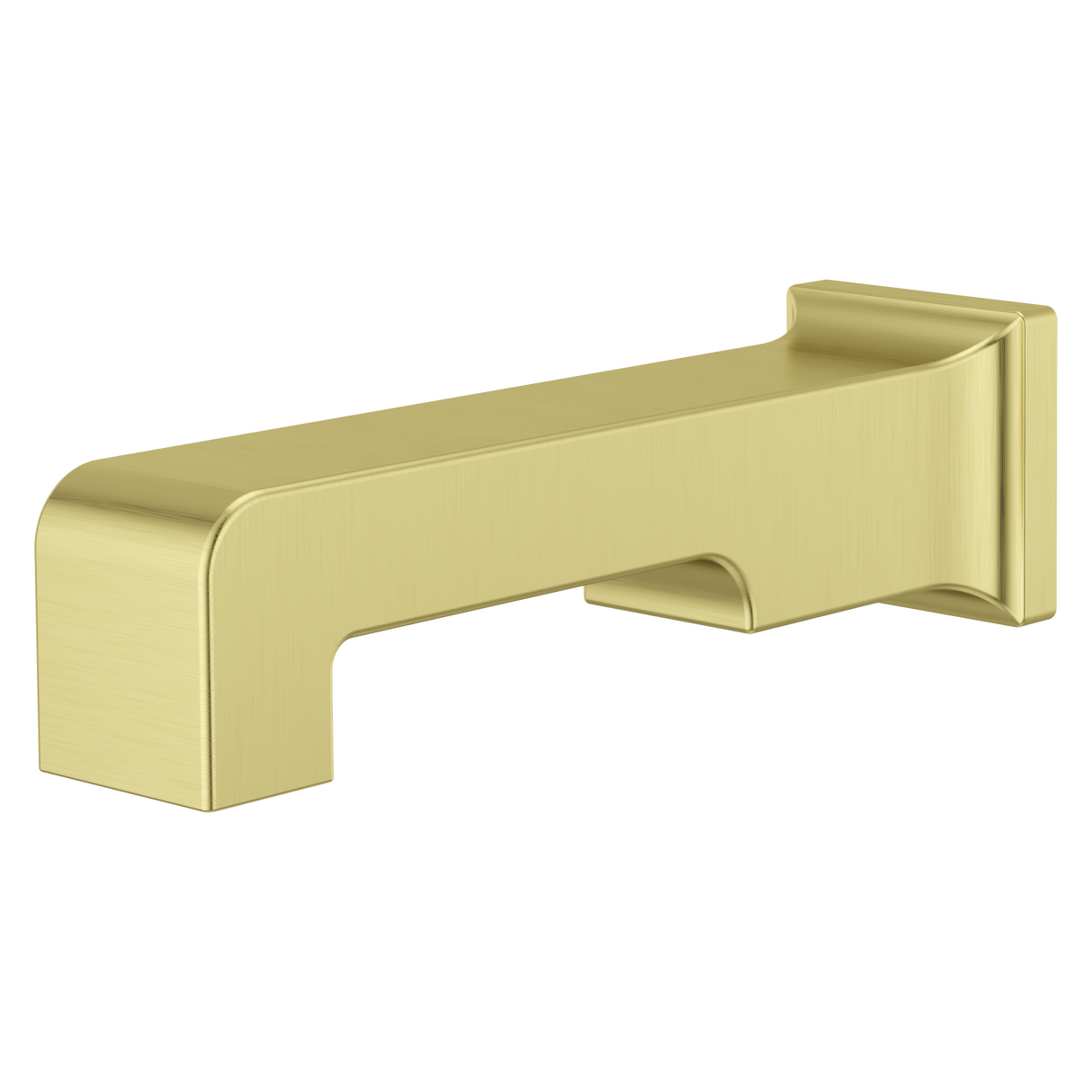 Modern Square Non-Diverting Tub Spout in Brushed Gold