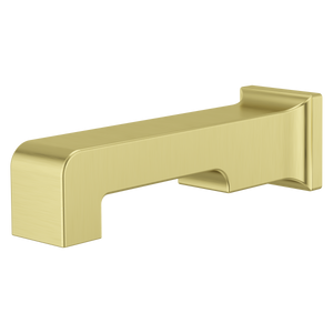 Modern Square Non-Diverting Tub Spout in Brushed Gold