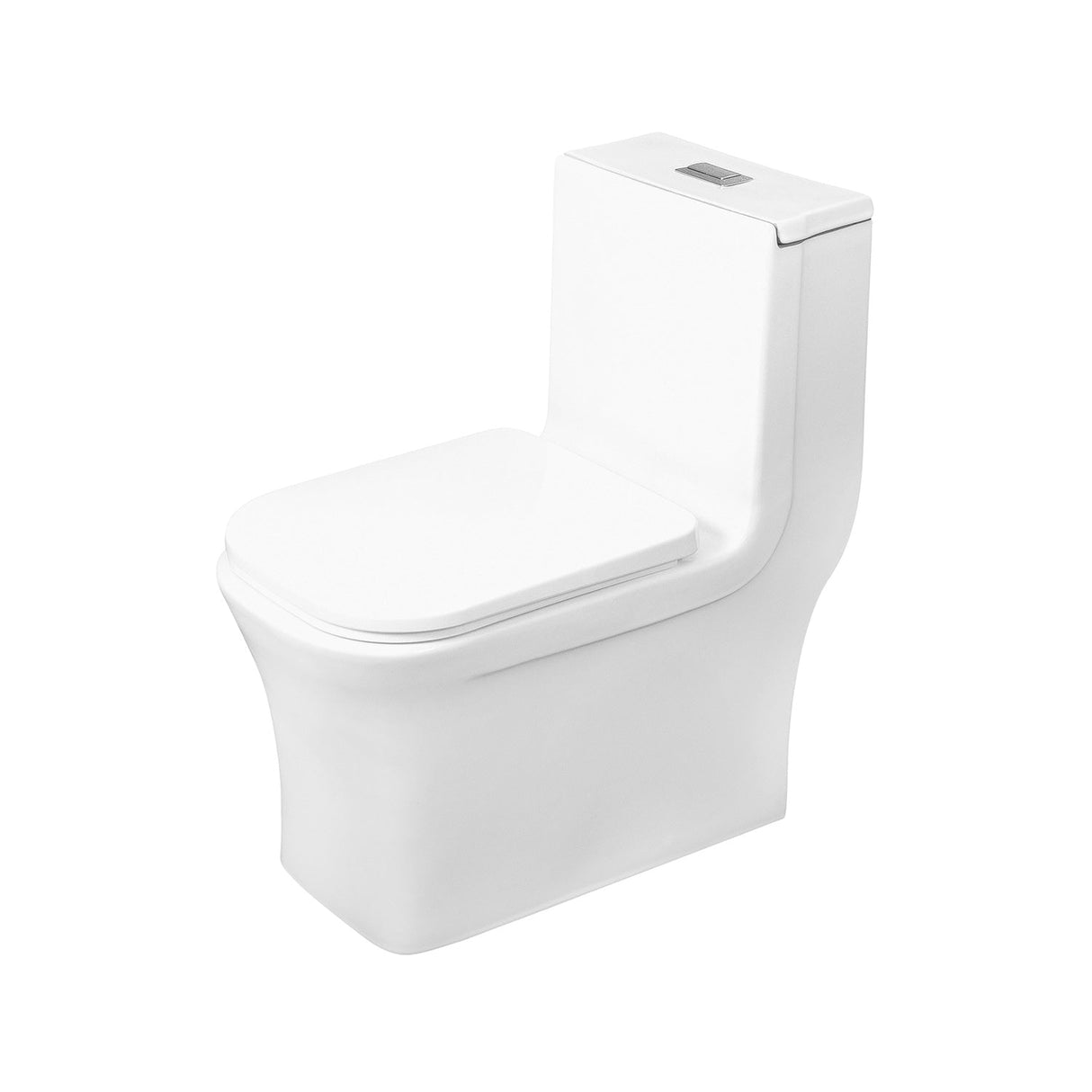 DAX One Piece Square Toilet with Soft Closing Seat and Dual Flush High-Efficiency, Porcelain, White Finish, Height 28-3/4 Inches (BSN-835) BSN-835