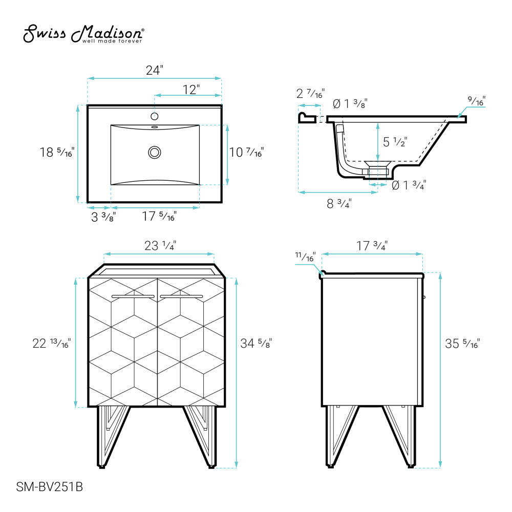 Annecy 24" Bathroom Vanity in Phantom Black