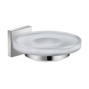 DAX Milano Brass and Glass Soap Dish Tray with Wall Mount, Brushed Nickel DAX-GDC160132-BN