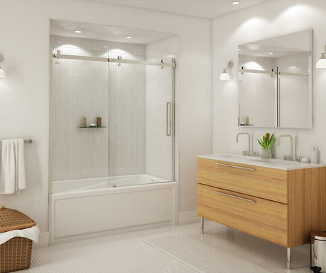 MAAX 139398-900-305-000 Halo 56 ½-59 x 59 in. 8 mm Sliding Tub Door for Alcove Installation with Clear glass in Brushed Nickel