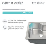 Ouvert 25 x 22 Stainless Steel Single Basin Top-Mount Kitchen Sink