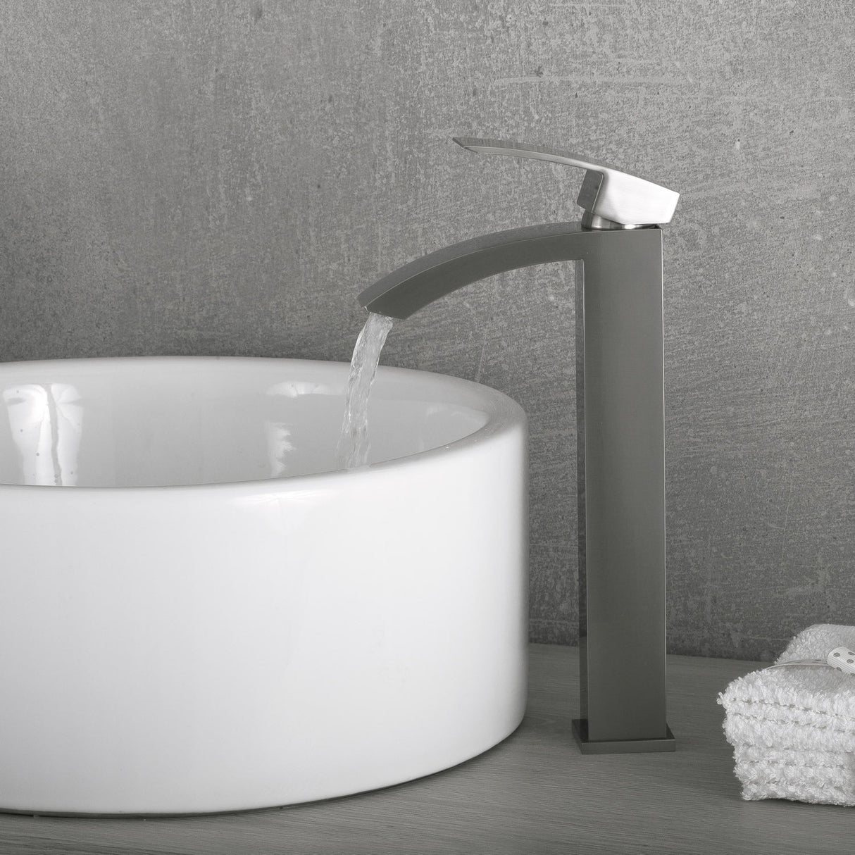 DAX Brass Single Handle Waterfall Vessel Basin Faucet, Brushed Nickel DAX-6690B-BN