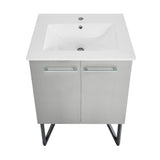 Annecy 24 Single, Brushed Grey, Two Doors, Bathroom Vanity