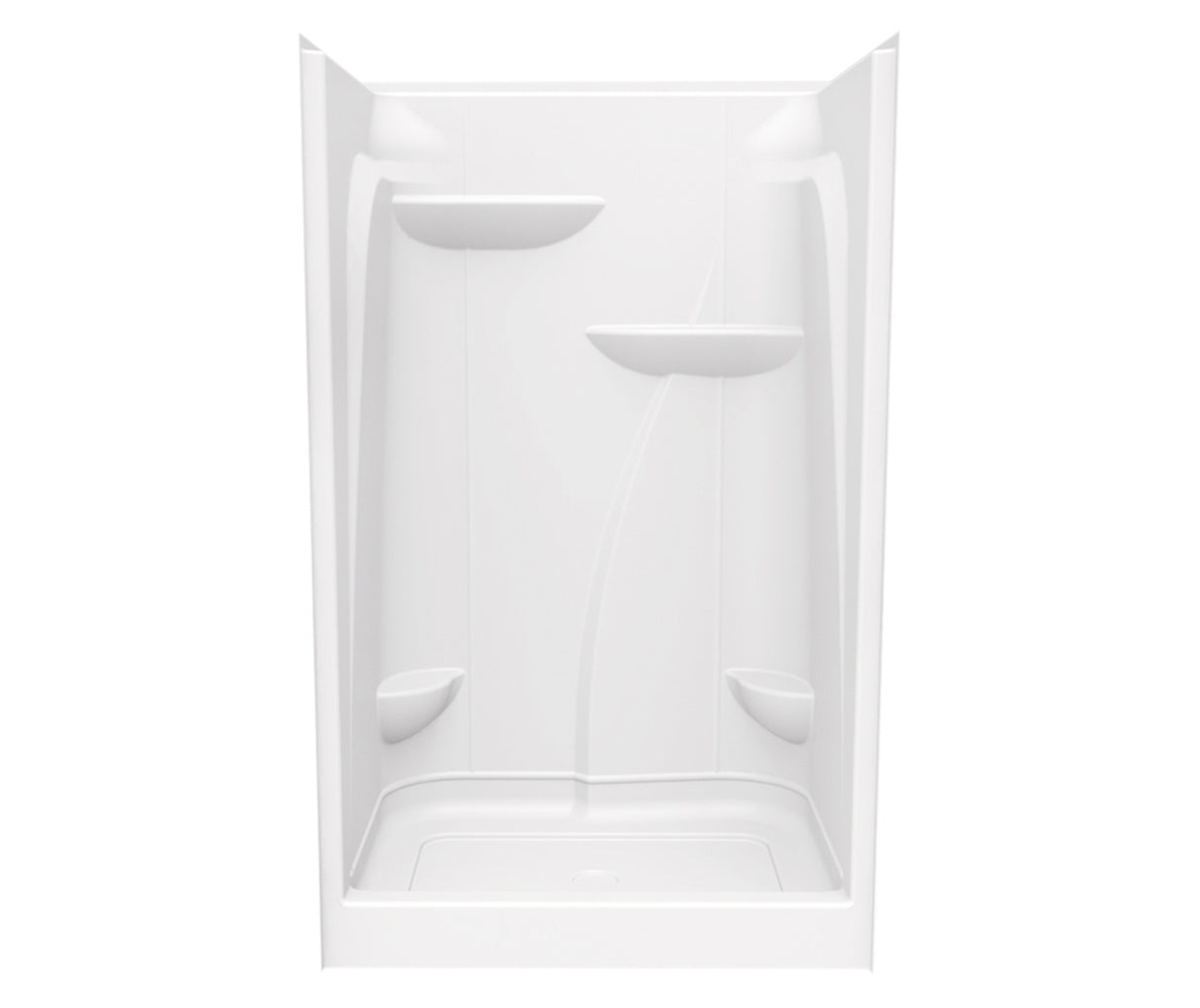 MAAX 103677-000-001-002 E148 48 x 37 Acrylic Alcove Center Drain One-Piece Shower in White