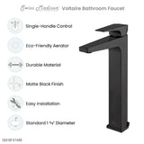 Voltaire Single Hole, Single-Handle, High Arc Bathroom Faucet in Matte Black