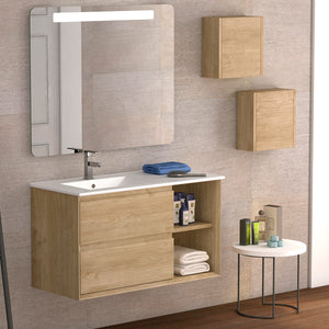 DAX Oceanside Engineered Wood Side Cabinet, 14", Oak DAX-OCE051414