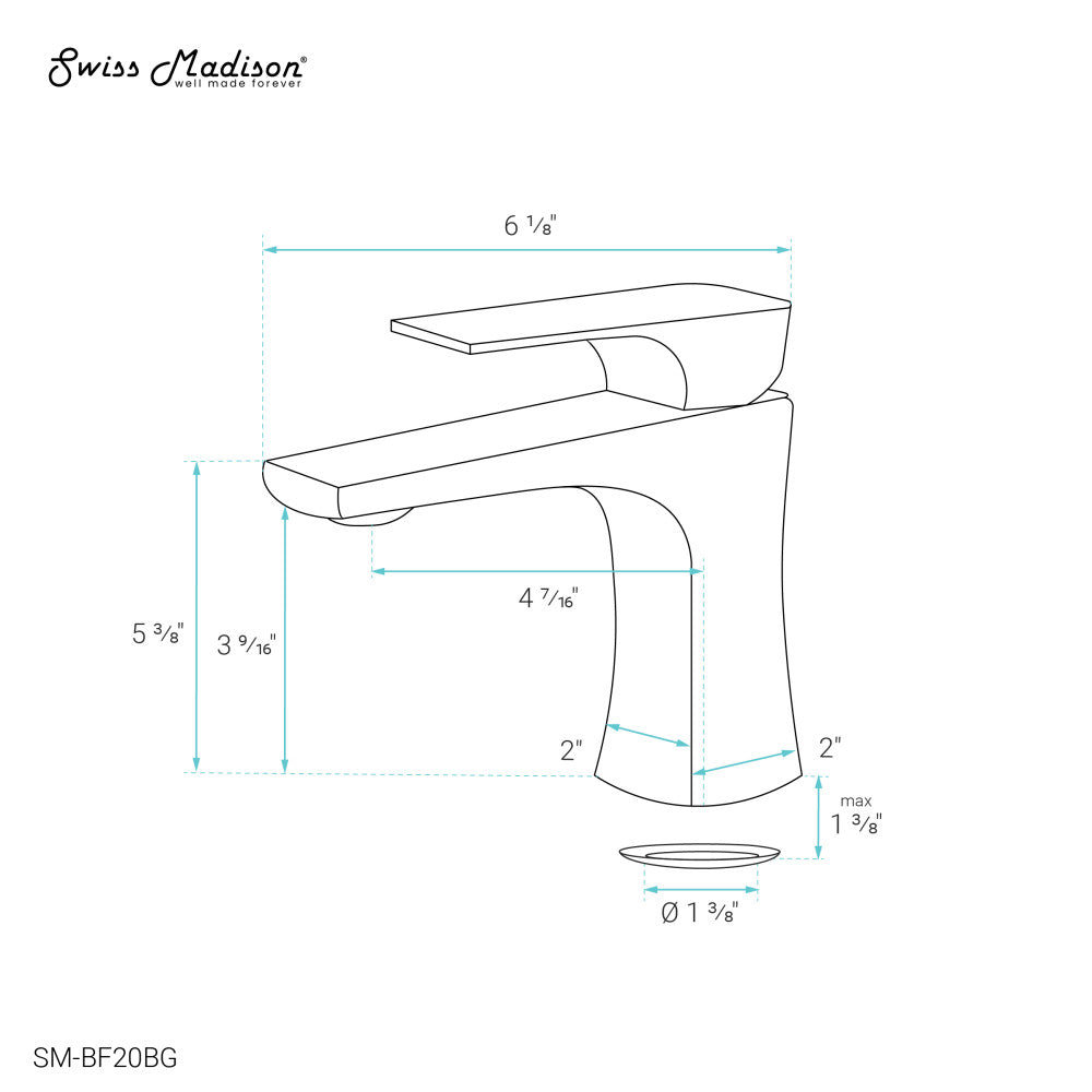 Monaco Single Hole, Single-Handle, Bathroom Faucet in Brushed Gold