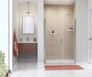 MAAX 138272-900-305-100 Manhattan 47-49 x 68 in. 6 mm Pivot Shower Door for Alcove Installation with Clear glass & Round Handle in Brushed Nickel