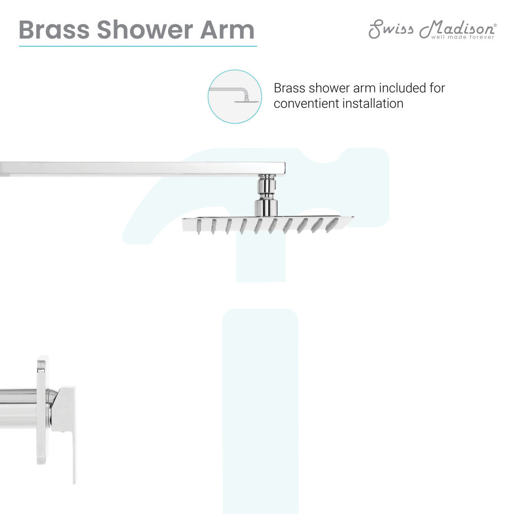 Concorde Single-Handle 1 Spray 8" Wall Mounted Fixed Shower Head in Chrome (Valve Included)