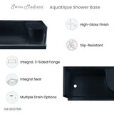 Aquatique 60" x 32" Left Drain, Shower Base in Matte Black