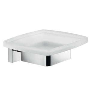 Wall Mounted Frosted Glass Soap Dish With Chrome Mounting