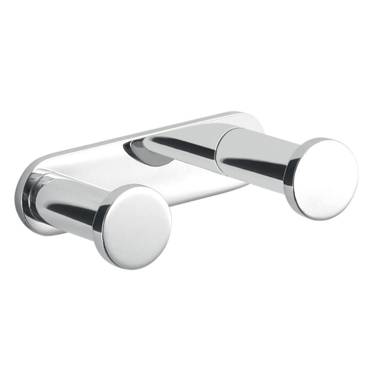 Double Bathroom Hook, Round, Polished Chrome, Brass