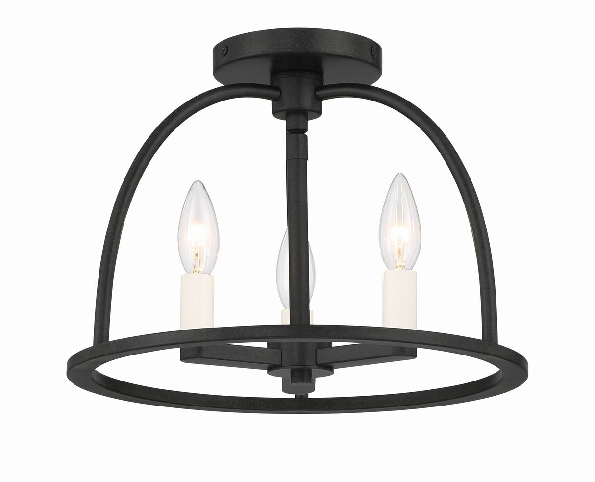 Abbott 3 Light Black Semi Flush Mount ABB-3003-BK_CEILING