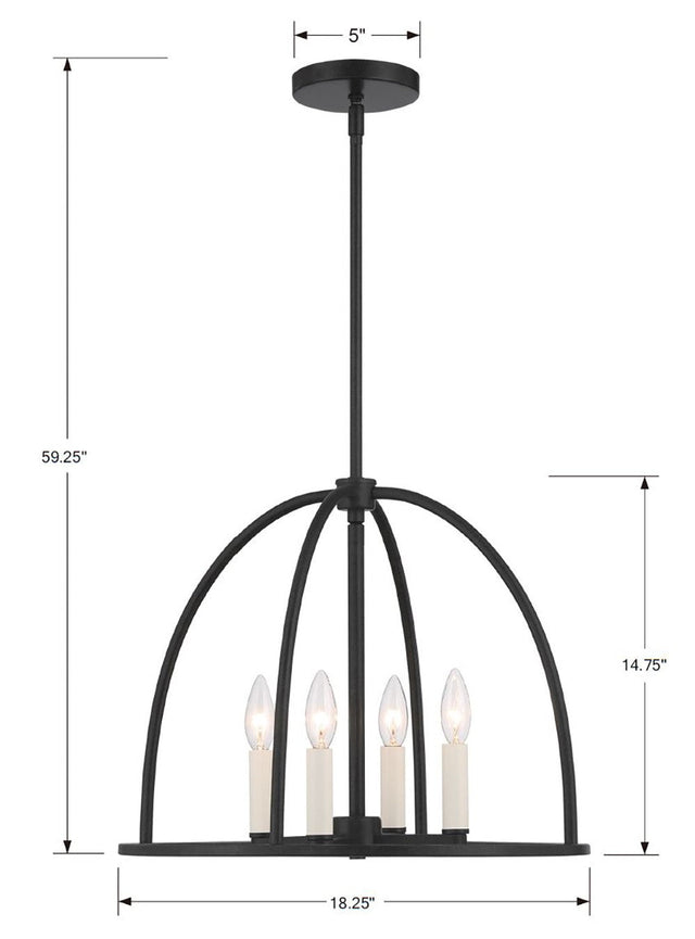 Abbott 4 Light Black Chandelier ABB-3004-BK