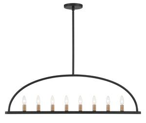 Abbott 8 Light Black Linear Chandelier ABB-3007-BK