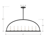 Abbott 8 Light Black Linear Chandelier ABB-3007-BK